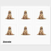 Sticker Carré Assis en or afghan hound (Feuille)