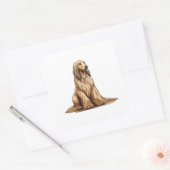 Sticker Carré Assis en or afghan hound (Enveloppe)