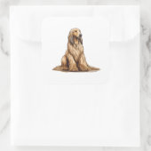 Sticker Carré Assis en or afghan hound (Sac)