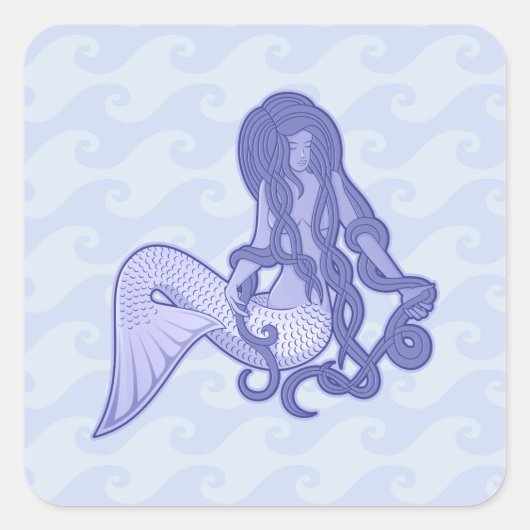 Sticker Carré Assis Mermaid bleu (Devant)