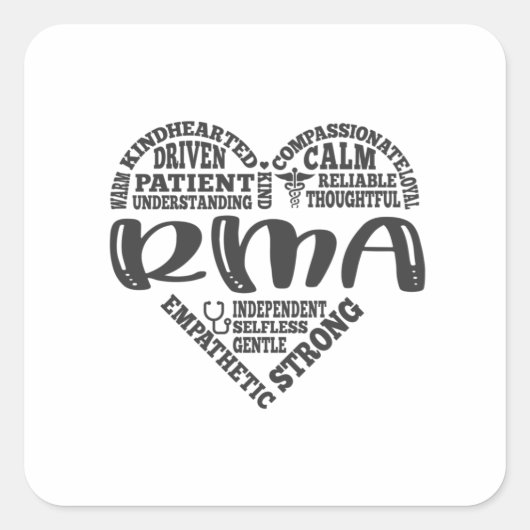 Sticker Carré Assistant médical inscrit, rma (Devant)