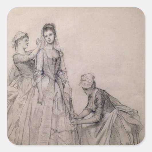 Sticker Carré Assister à la mariée (Devant)