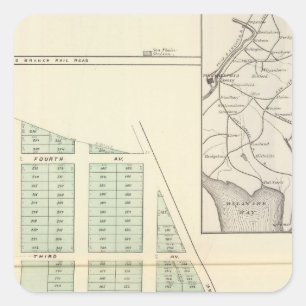 Sticker Carré Association de terre de Brighton, lac contigu