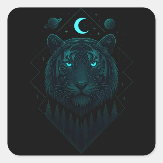 Sticker Carré Astral Tiger - Cosmic Blaze Predator (Devant)