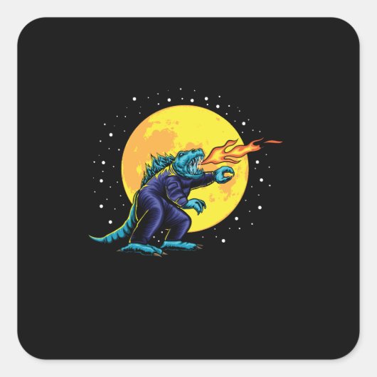 Sticker Carré astro godzilla illustration avec design (Devant)