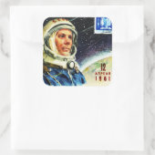 STICKER CARRÉ ASTRONAUT DE LA COURSE SPATIALE CLASSIQUE DES ANNÉ (Sac)