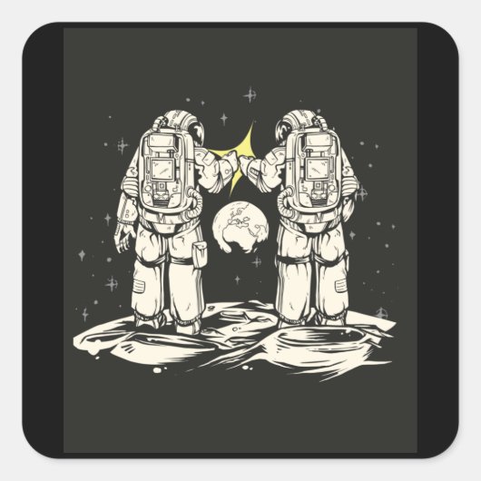 STICKER CARRÉ ASTRONAUT DE POINTE (Devant)