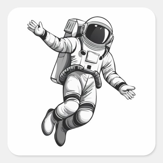 Sticker Carré Astronaute dans l'espace (Devant)