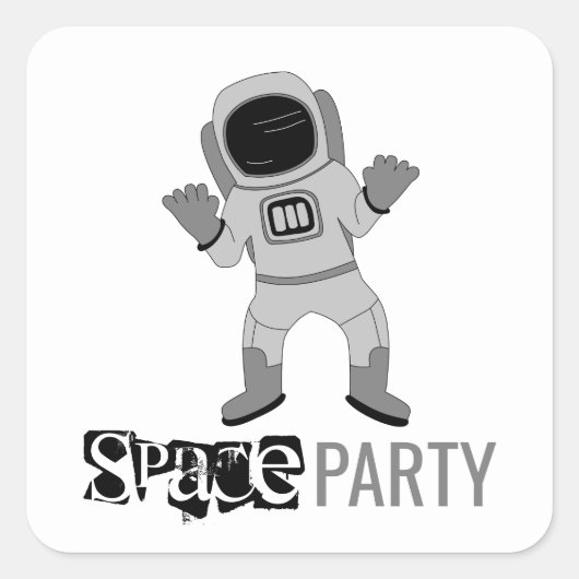 Sticker Carré Astronaute de la Space Party, Anniversaire (Devant)