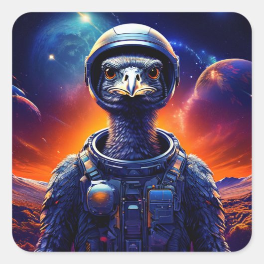 Sticker Carré Astronaute d'Ostrich (Devant)