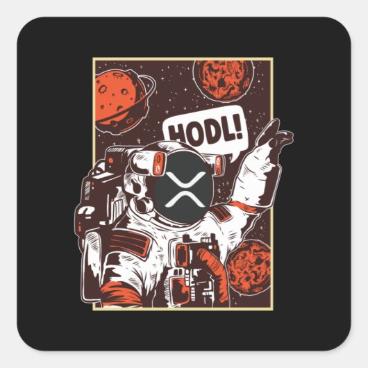 Sticker Carré Astronaute en cristaux XRP (Devant)