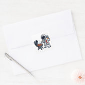 Sticker Carré Astronaute faisant griller (Enveloppe)