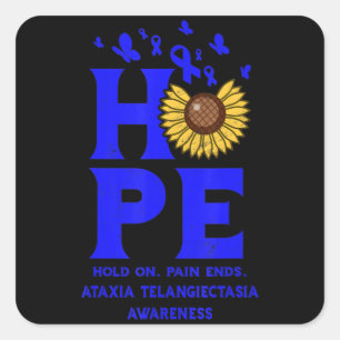Sticker Carré Ataxia Telangiectasia Blue Hope Sunflower Vintage