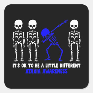 Sticker Carré Ataxia Warrior bleu Ruban Sensibilisation maladie 