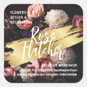 Sticker Carré Atelier de fleurs Black Gold (Devant)