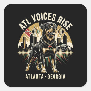 Sticker Carré Atlanta Géorgie Rottweiler Fierté Culturelle Art