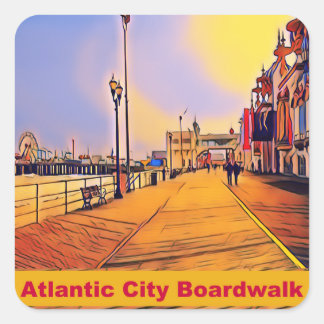 Sticker Carré Atlantic City Beach Boardwalk