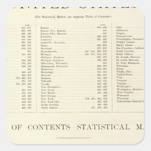 Sticker Carré Atlas indexé du monde États-Unis (Devant)