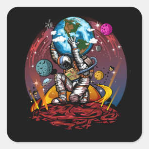 Sticker Carré Atlas Space Man