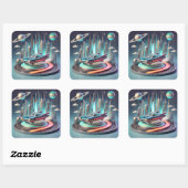 Sticker Carré Atomic Futuristic Big Fins Coupe Car (Feuille)