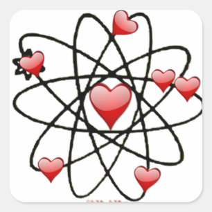 Sticker Carré Atomic Saint-Valentin Cœurs Rouges