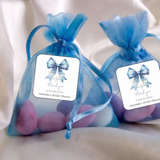 Sticker Carré Attacher le Nœud Thème de Réception de Mariage ave