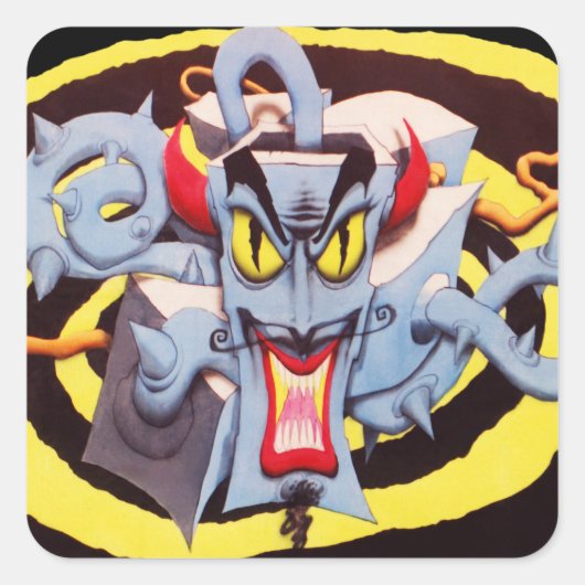 Sticker Carré Attaque Oreille Mad Devil Sound System (Devant)