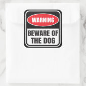 Sticker Carré Attention à l'avertissement de chien (Sac)