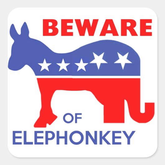 Sticker Carré ATTENTION à l'ELEPHONKEY - activisme/libertaire/us (Devant)