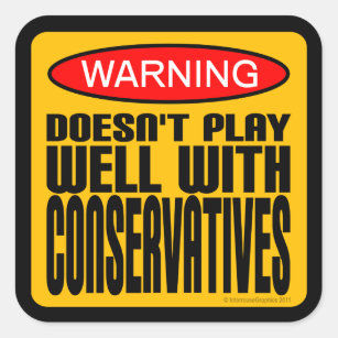 Sticker Carré Attention : ne joue pas bien avec les conservateur