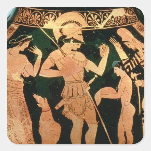 Sticker Carré Attic Red vase depicting a soldier taking p (Devant)