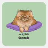 Sticker Carré Attitude de chat drôle (Devant)