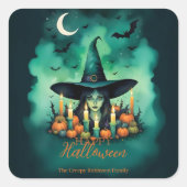 Sticker Carré Attractive & Mystical Halloween Witch Conjures (Devant)