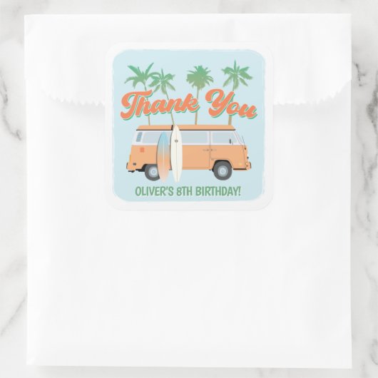 Sticker Carré Attraper un Surf d'onde vers le haut Anniversaire (Sac)