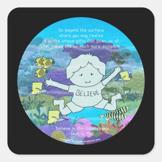 Sticker Carré Au-delà de la surface (Devant)