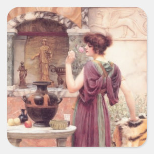 Sticker Carré Au tombeau de jardin, Pompeii par John Godward