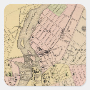 Sticker Carré Auburn, carte de Lewiston
