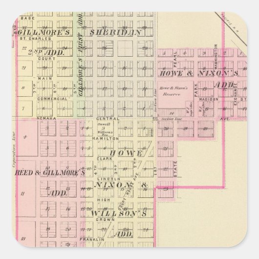 Sticker Carré Auburn, Nebraska (Devant)