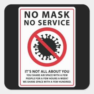 Sticker Carré aucun masque aucun service d'air partagé
