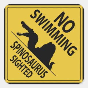 Sticker Carré Aucune natation - Spinosaurus aperçu