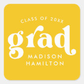 Sticker Carré Audacieuse Typographie Jaune Graduation (Devant)