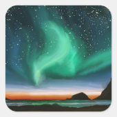 Sticker Carré Aurora Borealis - Peinture à l'huile (Devant)