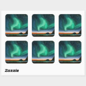 Sticker Carré Aurora Borealis - Peinture à l'huile (Feuille)