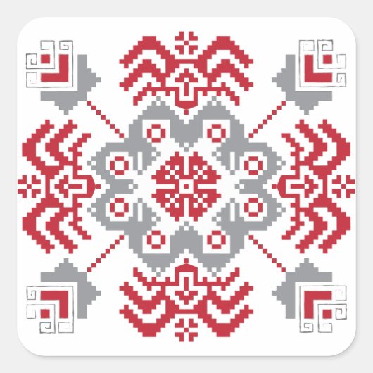 Sticker Carré Auseklis letton Médaillon géométrique d'art popula (Devant)