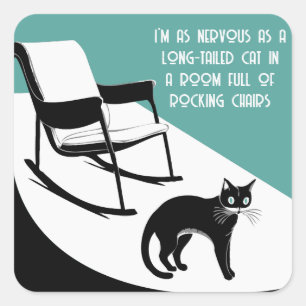 Sticker Carré aussi nerveux qu'un chat à queue longue