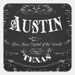 Sticker Carré Austin, le Texas - capital de musique en direct du