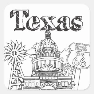 Sticker Carré Austin Texas Art Vacances Texas Souvenir Design