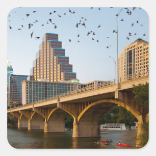 Sticker Carré Austin, Texas avec chauves-souris