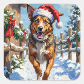 Sticker Carré Australian Cattle Dog Red Heeler Christmas (Devant)