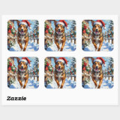Sticker Carré Australian Cattle Dog Red Heeler Christmas (Feuille)